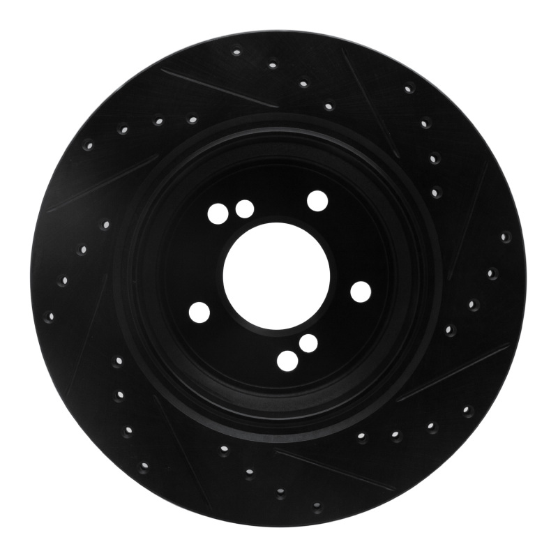 BMW M5 Brake Rotor (1) - Rear Left - R1 Concepts - Drilled & Slotted - Black - `00-`06